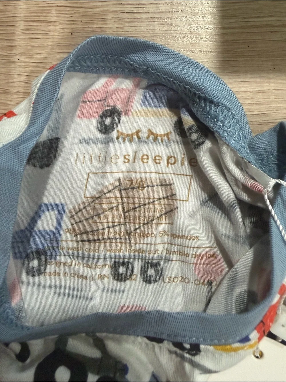 Little Sleepies White Construction Trucks Pajama Set with Blue Trim